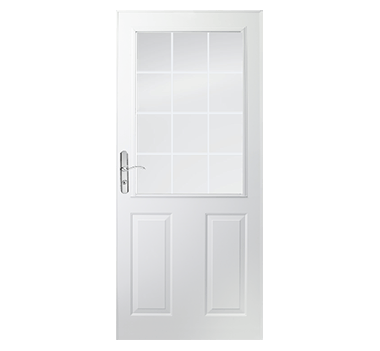 Partial light half ventilation storm doors