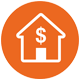 illustration of house with dollar sign inside orange circle