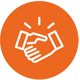 illustration of handshake inside orange circle