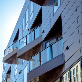 Modern commercial building with lots of windows